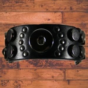 Snap Button Studded Leather Bracelet